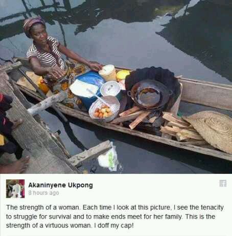 Strength Of A Woman: See The Nigerian Woman Who Sells Puff-Puff on Water