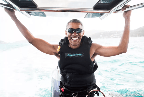 Photos/Video: Former U.S. President, Barack Obama goes kitesurfing with Richard Branson