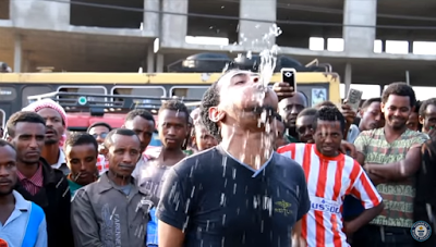 20-Year-Old Ethiopian Breaks World Record In Spraying Water From His Mouth. (Photos/Video)