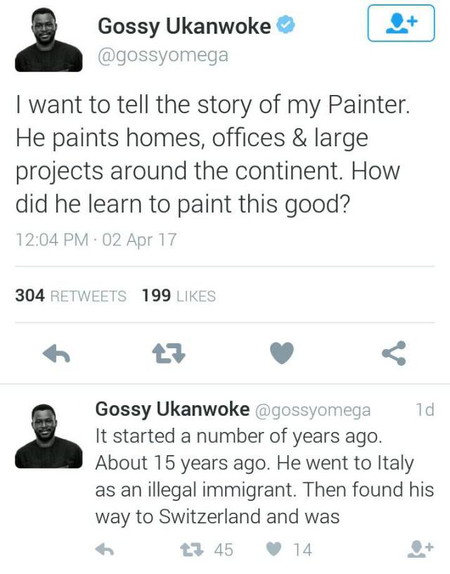 Inspiring story of a Nigerian Painter Who Worked His Way From Being jailed in Switzerland to Living in Lekki