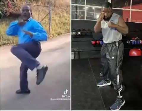 Watch viral video of an old man challenging Cassper Nyovest to a boxing match