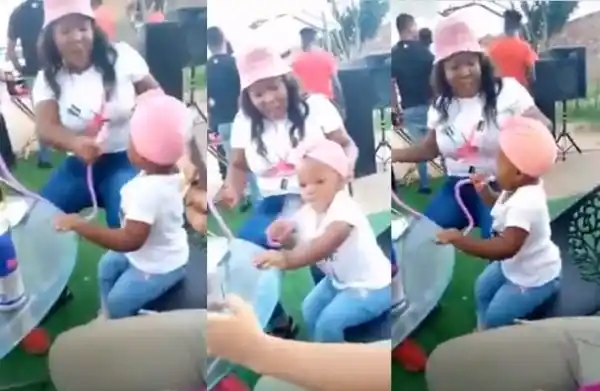 Mzansi reacts to video of a mother and her little child smoking at a party
